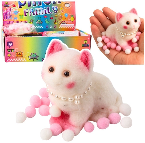 Picture of Gniotek Sensoryczny Mikki Kotek Z Perami Pomponiki Biay 8cm EDUKAMP