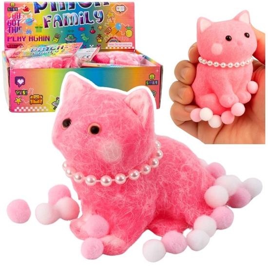 Picture of Gniotek Sensoryczny Mikki Kotek Z Perami Pomponiki Róowy 8cm EDUKAMP