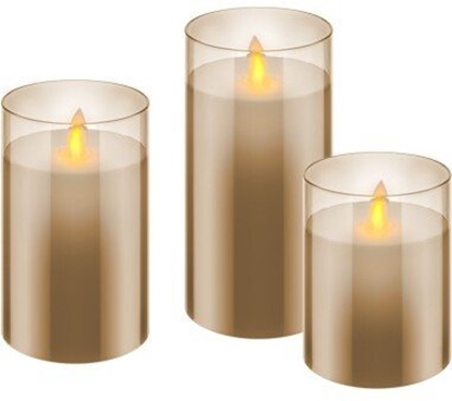 Изображение Goobay Zestaw trzech wiec LED w soiku, zoto-przezroczysty