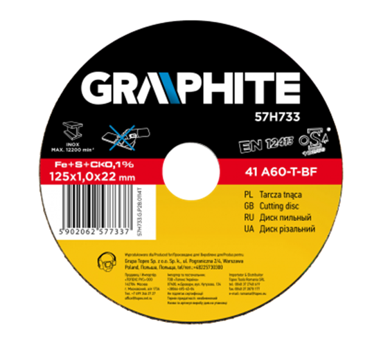 Picture of Graphite Tarcza tnca do metalu 115x1.0x22.2mm 41 A60-T-BF INOX - 57H730