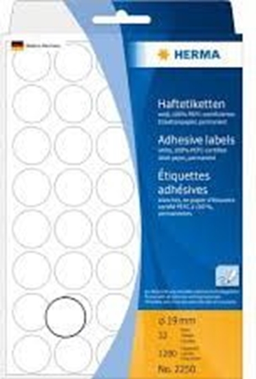 Picture of Herma Etykiety samoprzylepne, okrge, biae 19 mm 1280 Szt. - 2250