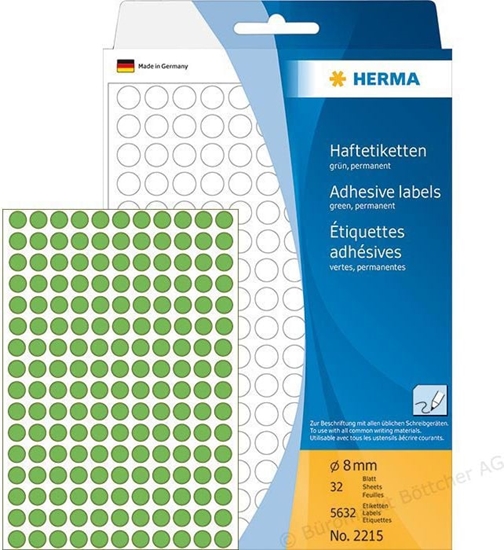 Picture of Herma Etykiety samoprzylepne, zielone, 8 mm, okrge 5632 Szt. - 2215