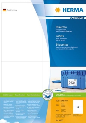 Attēls no HERMA Labels Premium A4 105x148 mm white paper matt 800 pcs.
