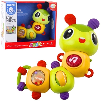 Изображение Interaktywna Gsienica Sensoryczna Muzyczna Grzechotka Gryzak Obrotowa 360°