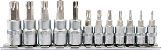 Изображение Yato Zestaw nasadek trzpieniowych Torx z otworem 1/4" 3/8" T8-T55 12szt. (YT-04332)