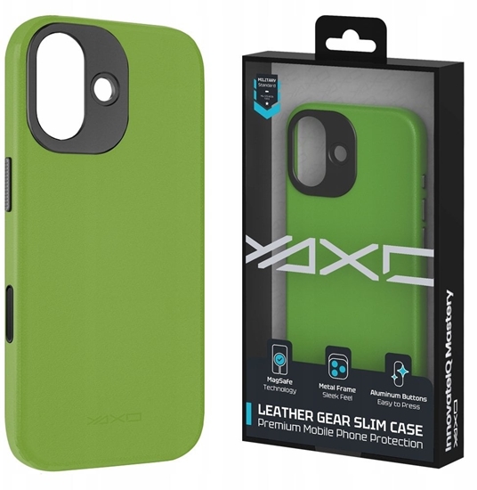 Изображение Yaxo Etui na telefon Leather Gear Slim Case MagSafe iPhone 17 Tropic Green