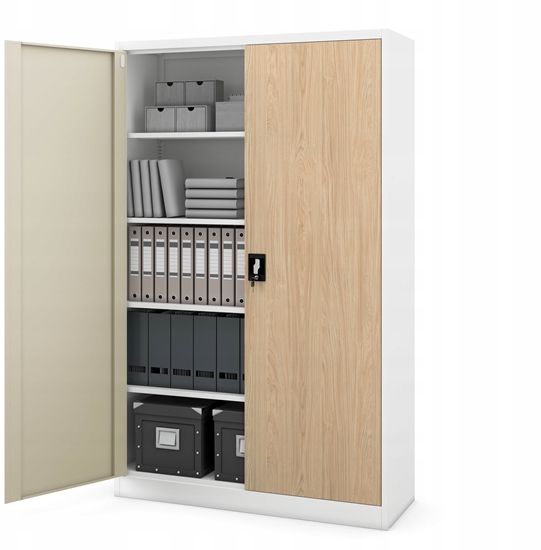 Picture of Jan Nowak Szafa biurowa metalowa na dokumenty JAN II, biaa/db sonoma