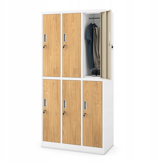 Picture of Jan Nowak Szafka pracownicza socjalna biaa/zoty db: Eco* Design 6-drzwiowa IGOR