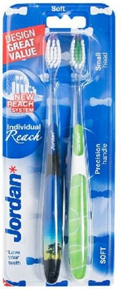 Attēls no Jordan  Szczoteczka do zbów DUO Individual Reach Soft - mix kolorów 2szt