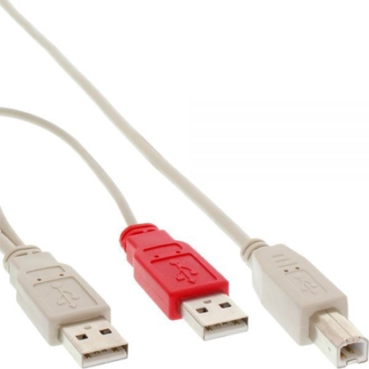 Picture of Kabel USB InLine 2x USB-A - USB-B 1 m Szary (34510X)