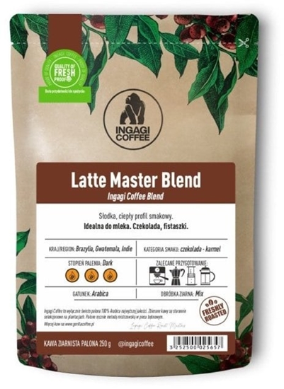 Изображение Kawa ziarnista Ingagi Kawa ziarnista Coffee Latte Master Blend 250g
