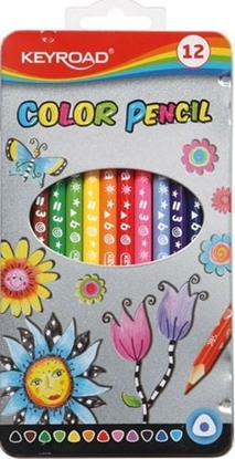 Picture of Keyroad KREDKI TRÓJKTNE KEYROAD 12 KOLORÓW W METALOWYM PUDEKU