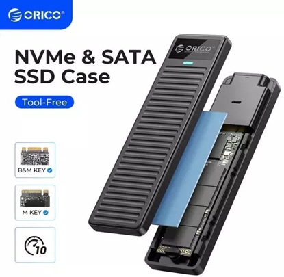 Attēls no Kiesze Orico Obudowa zewntrzna na dysk SSD M.2 (PCIE/NVMe) USB 3.2 Gen2 Typ-C 10Gbps aluminiowa - czarna (PRM2-C3-BK-BP)