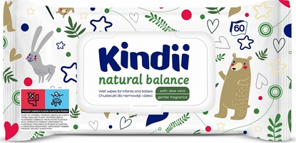 Attēls no Kindii Natural Balance Chusteczki nawilane dla niemowlt i dzieci 60szt.