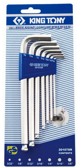 Изображение King Tony Zestaw kluczy imbusowych hex typ L 2,5-10mm z kulk 7szt. (20208MR)