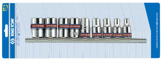 Изображение King Tony Zestaw nasadek calowych 6-ktnych 1/4"; 5/32-1/2"mm 9szt. (2509SR)