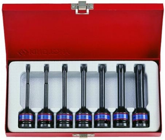 Изображение King Tony Zestaw nasadek trzpieniowych Torx udarowych 1/2" T25-T60 dugich 7szt. (4467PP)