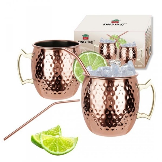 Picture of KingHoff ZESTAW STALOWYCH KUBKÓW 500ml DO DRINKÓW Moscow Mule KH-2000