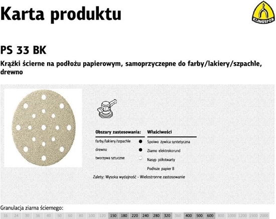 Picture of Klingspor krek cierny samoprzyczepny 150mm PS33BK gr.150 GLS51, 100 sztuk (301928)