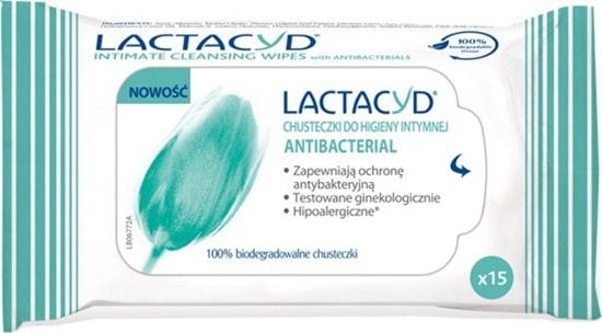 Изображение Lactacyd Antibacterial Chusteczki do higieny intymnej 1op.- 15szt