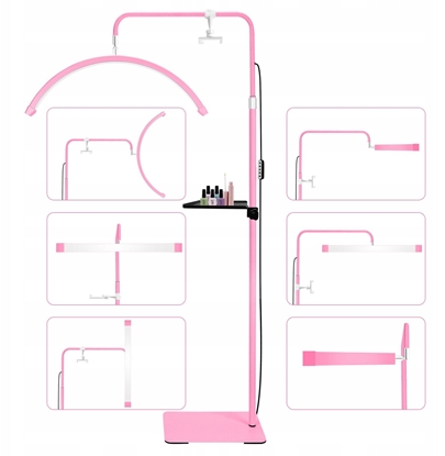 Picture of Lampa Led Kosmetyczna Bezcieniowa Moon Do Makijau Paznokci Rzs 45w +pilot / Gx580pro Róowy