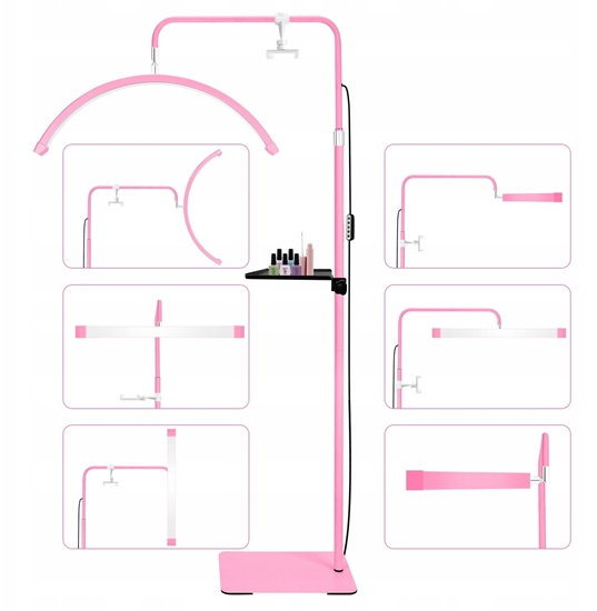 Picture of Lampa Led Kosmetyczna Bezcieniowa Moon Do Makijau Paznokci Rzs 45w +pilot / Gx580pro Róowy