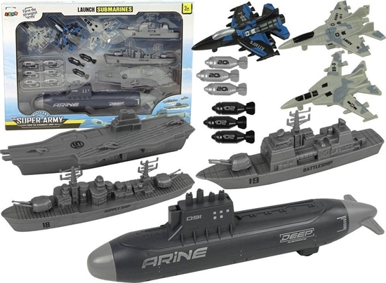 Picture of LeanToys Zestaw Armii Morskiej Okrtowa Baza Wojskowa Odrzutowce Bomby Wyrzutnia