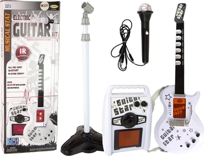 Изображение LeanToys Zestaw Gitara Elektryczna z Mikrofonem Na Baterie LEAN Toys
