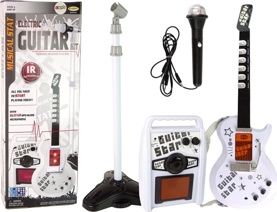 Изображение LeanToys Zestaw Gitara Elektryczna z Mikrofonem Na Baterie LEAN Toys