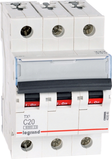 Изображение Legrand Wycznik nadprdowy S 303 3P C 20A 6000A - 403546