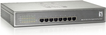 Attēls no Level One LevelOne GEP-0822 tīkla pārslēgs Gigabit Ethernet (10/100/1000) Power over Ethernet (PoE) Pelēks