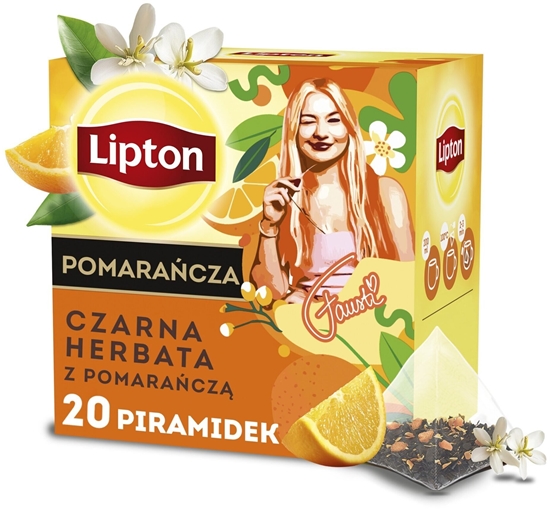 Picture of Lipton Czarna herbata z pomaracz 20 piramidek - Edycja specjalna Fausti