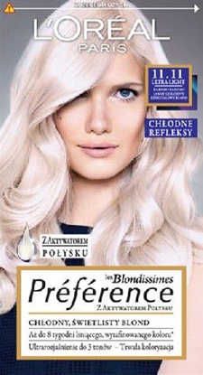 Изображение LOreal Paris Farba Recital Preference 11.11 Bardzo Bardzo Jasny Chodny Krysztaowy Blond