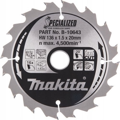 Изображение Griešanas disks kokam Makita; 136x1,5x20,0 mm; Z16