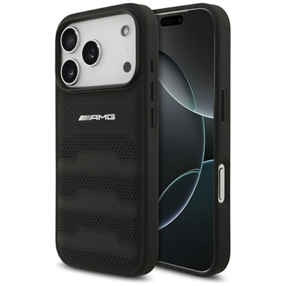 Изображение Mercedes-Benz AMG Leather Debossed Lines Logo Case for iPhone 17 Pro - Black