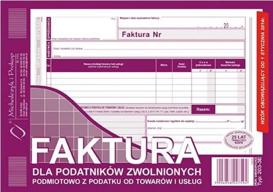 Изображение Michalczyk & Prokop D FAKTURA A5 2SK.ZWOL.VAT 203-3E POZ. DRUK - 203-3E