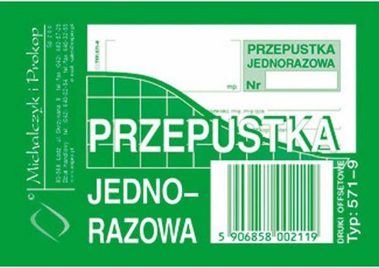 Изображение Michalczyk & Prokop D PRZEPUSTKA JEDNORAZOWA A7 571-9 - 571-9