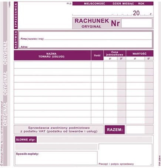Изображение Michalczyk & Prokop D RACH.UPR.2/3 A5 2SK.W.VAT 230-4 DRUK RACHUNEK - 230-4