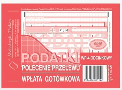 Picture of Michalczyk & Prokop Polecenie przelewu 4 odcinkowe A6 80 kartek (476-5)