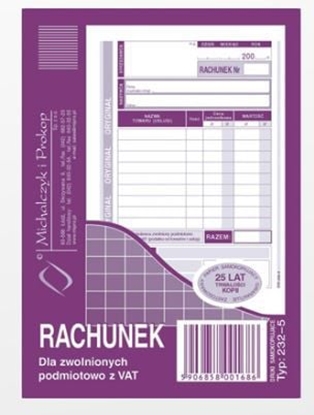 Picture of Michalczyk & Prokop Rachunek dla zwolnionych podmiotowo z VAT A6 80 kartek (232-5)