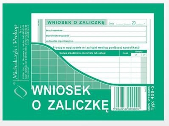 Изображение Michalczyk & Prokop Wniosek o zaliczk A6 40 kartek (408-5)