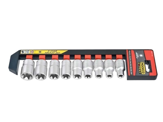 Изображение Modeco Zestaw nasadek Torx 1/2" E10-E24 9szt. (MN-57-153)