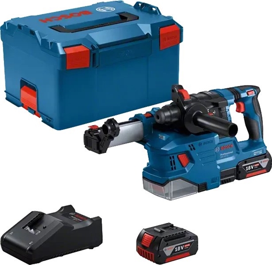 Изображение Motowiertarka Bosch Bosch cordless hammer drill GBH 18V-22 Professional, 18Volt, with GDE 18V-12 (blue/black, 2x Li-ion battery 4.0Ah, in L-BOXX)