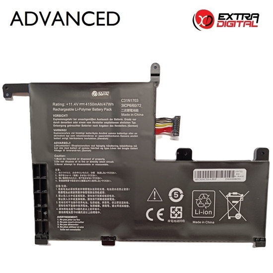 Picture of Notebook Battery ASUS C31N1703, 4150mAh, Extra Digital Advanced