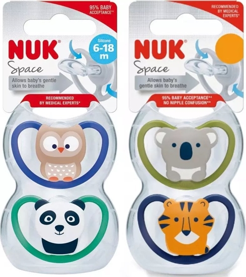 Изображение NUK Nuk smoczek usp.silikon 6-18m-cy Space 2szt.