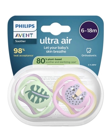 Изображение Philips Avent Ultra Air Baby Pacifier For Girls 6-18m 2pcs