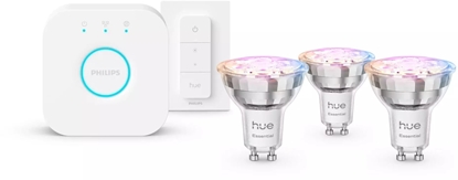Изображение Philips Hue White and color ambiance Podstawowy zestaw startowy: 3 inteligentne arówki GU10 (345 lm) + regulator przyciemniania