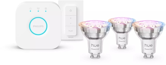 Изображение Philips Hue White and color ambiance Podstawowy zestaw startowy: 3 inteligentne arówki GU10 (345 lm) + regulator przyciemniania