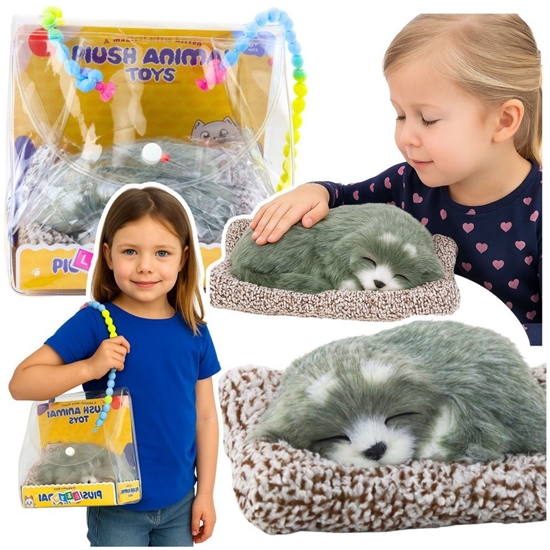 Изображение picy Pies Husky Na Poduszce Figurka z Futerkiem Torba Dwiki EDUKAMP