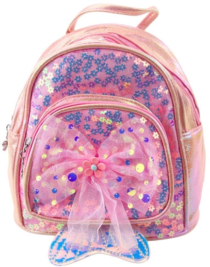 Picture of Plecak Dziecicy Cekiny Tiulowa Kokarda Róowy 20cm 3,8L